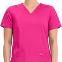 Cherokee Medical Women's Scrub Top V-Neck Modern Classic Fit with 3 Pockets, Ultra Soft and 2-Way Stretch Fabric - WW620, L (Pink)