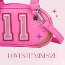Paris Hilton Mini Varsity Bowler Satchel Hand Bag Purse with Removable Strap Vegan Leather
