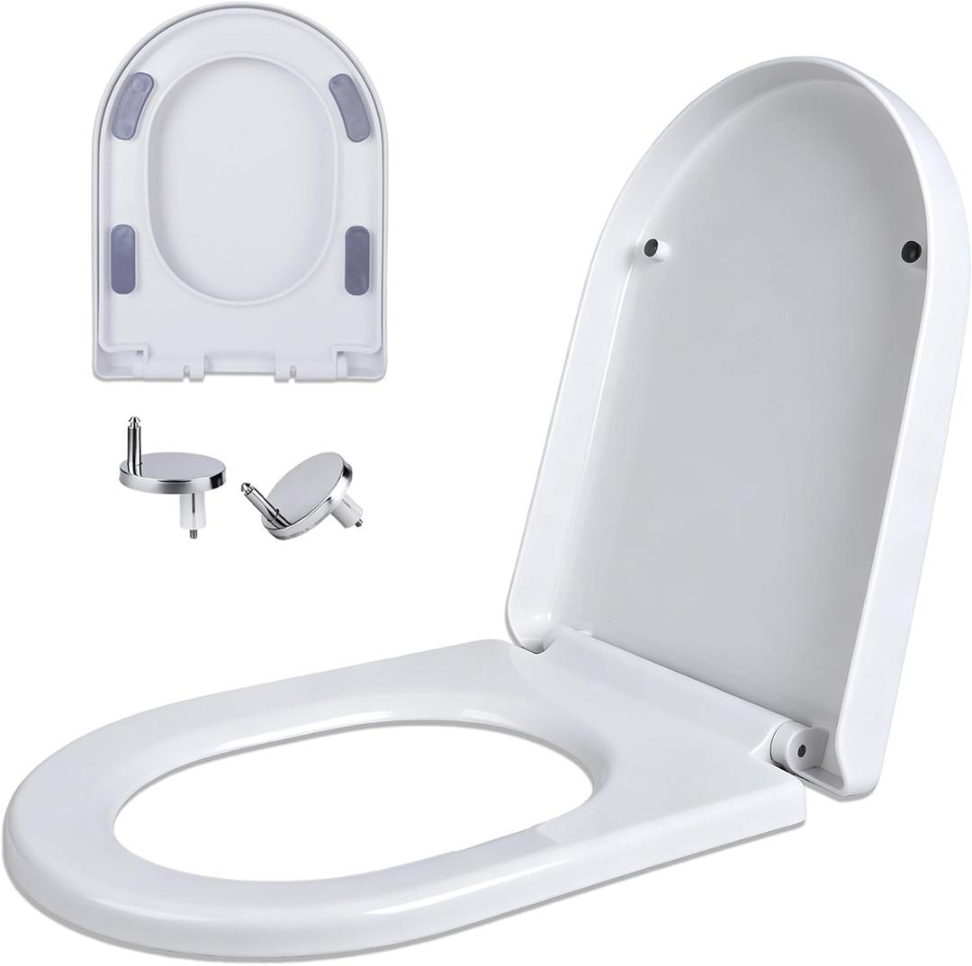 elongated U Toilet Seat Soft Close Quick Release White PP Seat