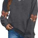 DUTUT Game Day Sweatshirt Women: Cute Football Bow Graphic Pullover Tops Casual Football Season Long Sleeve Shirt (Gray, XXL)