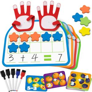 Coogam Montessori Math Manipulatives Number Counting Block, Magnetic Ten Frame Addition Subtraction Practice with Dry Erase Board, Educational Learning Toy Gift for 1st 2nd & 3rd Grade