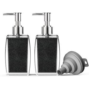 2 x Black Soap Dispenser with Refillable Plastic Pump for Bathroom Sink or Kitchen Counter, Ideal for Hand Soap, Liquid Soap, Dish Soap, or Lotion Use
