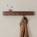 Wall-Mounted Coat Rack 'Toke' - Modern Design with Hidden Hooks - Solid Wood Veneer Panel Hanger - Walnut