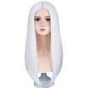 RightOn 22 Inches White Wig Long Straight White Hair for Cosplay Costume Party with Hairnet