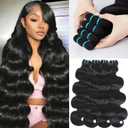 18A Raw Human Hair Bundles Body Wave 22 24 26 28 Inch, 100% Real Bundle Human Hair 4 Bundles, Triple Lifespan Virgin Remy hair Natural Color (22 24 26 28 Inch)