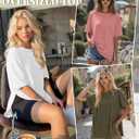 Huukeay 3 Pack Women's Oversized Gym T Shirts Short Sleeve Side Split Crewneck Tops Casual Summer Workout Baggy Basic Tee (M)