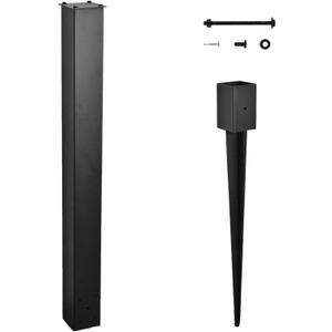 Heavy Duty Mailbox Post, 43" In-Ground Mounting Post for Use with Mailbox (Black)