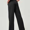 Ewedoos Wide Leg Pants Woman Stretchy Work Dress Pants Women Pull on Business Casual Slacks Trousers Fall Outfits 26"/28" (Black, XL)