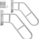 2 Pack Hand Rails for Outdoor Steps, 28" Step Grab Bar for Outdoor, Step Railing, Garage Railing with Matte Finished, U Shaped Handrail Wall Mount, Exterior Handrails 1-2 Steps for Porch, White