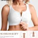 BRABIC Zip Front Closure Everyday Bra for Women Post Surgery Compression Support with Adjustable Straps Wirefree (White, 3XL)