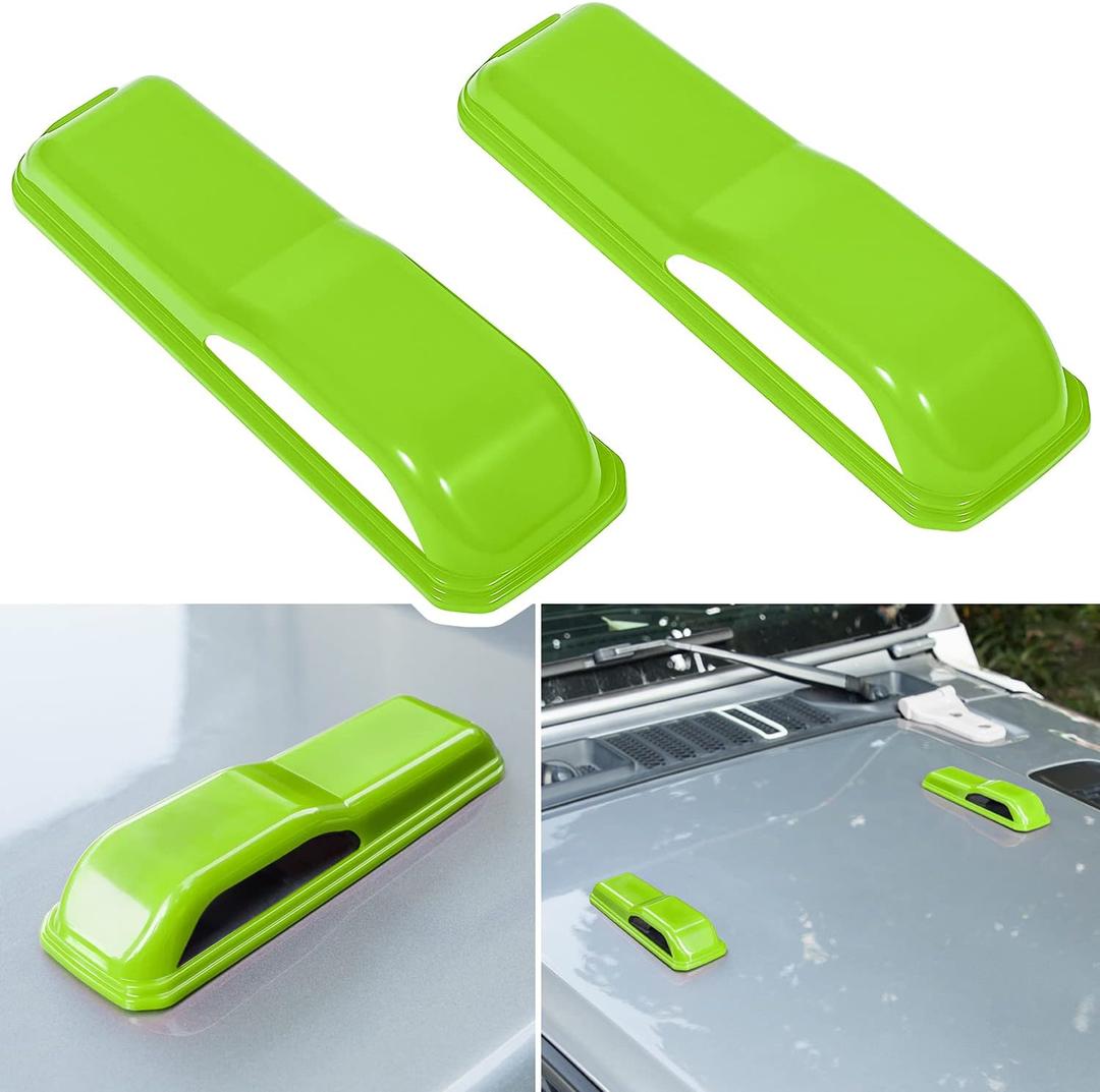 Engine Hood Hinge Cover Trim Exterior Accessories Decoration for 2018-2025 Jeep Wrangler JL JLU Sports Sahara Freedom Rubicon Unlimited Gladiator JT 2-Door & 4-Door (Green 2PCS)