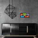 Neon Gaming Wooden Door Sign, Hanging Door Sign Plaque Nursery Playroom Bedroom Home Wall Art Decoration Accessories for Little Man Caves Boys Gamers' Room Neon Game Theme Party