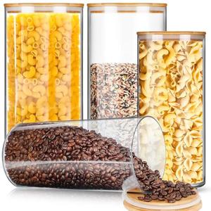 Vesici 2 Pcs Large Acrylic Storage Canister 180 oz and 93 oz Jars with Bamboo Lids Clear Acrylic Canister Unbreakable Airtight Storage Jars for Kitchen, Coffee Rice Pantry Organization