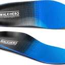 Walkhero Plantar Fasciitis Pain Relief Insoles High Arch Support Orthotic Shoes Inserts, Relieve Flat Feet and Foot Fatigue (Mens 10-10 1/2 | Womens 12-12 1/2, Blue)