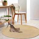 Jute Round Rug 2.6ft Circle Area Rug Indoor Outdoor Living Room Patio Kitchen Rug Boho Natural Color Bedroom Carpet Farmhouse Woven Design Decorative Floor Rug