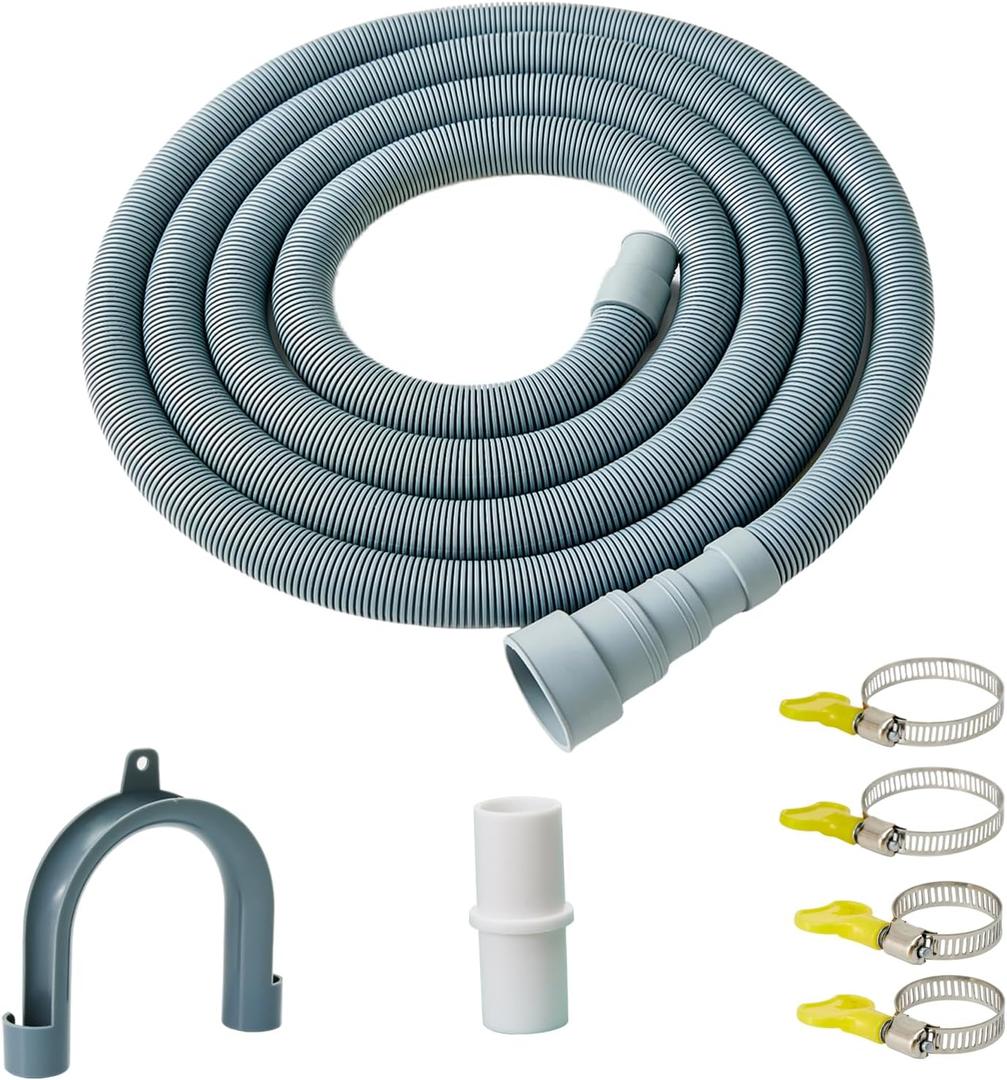Universal Washing Machine Drain Hose Extension & Portable Washer Drain Hose,Dishwasher Drain Hose with Clamp (10ft)
