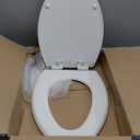 Mayfair Linden Slow Close Toilet Seat, Non Slip Heavy Duty Wood, Easy Install, Elongated, White