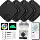 Tracker Tags-4 Pack, Google Certified Air Tracker(Android Only) Works with Find Hub, Luggage Tracker Tags Android Worldwide Tracking with 2 Replaceable Battery, Track Keys, Wallet, Suitcases (Black)