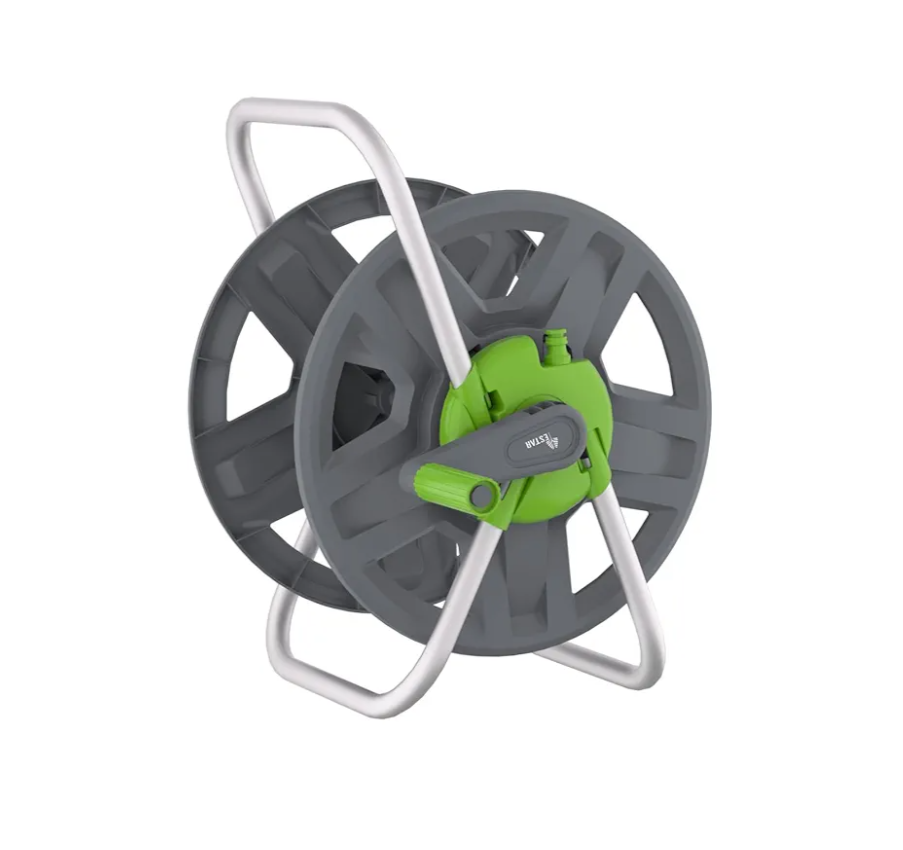 Water Hose Reel Cart, Holds 65-100 Ft of 5/8 Inch Hose, Green Wall Mounted Garden Hose Cart, Portable Hose Reel for Convenient Storage and Watering