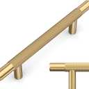 Amerdeco 10 Pack Champagne Bronze Knurled Cabinet Pulls 3.75 Inch Hole Centers Kitchen Cabinet Handles Hardware Kitchen Handles for Cabinets Handles IH0006