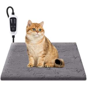 WOOMER Pet Heating Pad for Cats and Dogs, Includes Two Removable Covers, Heated Bed with Steel-Wrapped Cord, Waterproof and Chew-Resistant, 1818 Medium Size for Cats, Small Dog, Chick, and Rabbits (Grey)