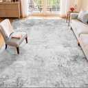 6x9 Washable Living Room Rug: Non Slip Stain Resistant Low Pile Area Rugs for Dining Room Bedroom - Neutral Abstract Soft Thin Indoor Throw Carpet for Pet Owners Newlyweds (6x9 Grey)