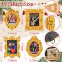 Vercraft 8 Pcs Mini Picture Frame Ornament for Christmas Tree Gold Vintage Photo Frames Antique Resin Oval Rectangle Tiny Ornamental with Hook and Ribbon for Xmas Tree Wall Decor (Classic)