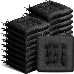 Timgle 16 Pack Seat Cushion Chair Cushions Pads Patio Cushions for Furniture Chair Pads with Ties Non Slip Mat for Kitchen Office Dining Sofa Indoor Use, 16 x 16 Inch(Black)