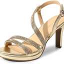 DREAM PAIRS Women's Platform Strappy Heels High Heeled Sandals Open Toe Comfortable Dressy Shoes with Adjustable Ankle Strap (6.5, Gold)