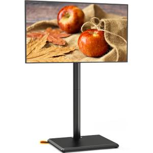 TVON Universal Floor TV Stand with Mount for Most 32-60 Inch TVs up to 88lbs, Height Adjustable TV Floor Stand with Wood Base for Space Saving, Tall Floor TV Stand for Bedroom, Corner & Living Room (BLACK)