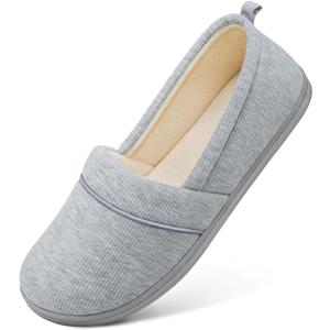 HomeTop Women's Comfy Loafer Slippers Lightweight Memory Foam Non-slip Indoor House Shoes (10 B(M) US, Light Gray)