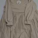 Women's Oversized Sweatshirt Dress, Long Sleeve Crewneck Pullover Tops Patchwork Pleated Pullover Mini Dress, Khaki 