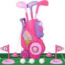 Liberry Toddler Golf Set for 2 3 4 Years Old Girls Boys, Upgraded Kids Golf Clubs Set with Golf Cart, Putting Mat, Outdoor Indoor Sports Toy Birthday Gift, Pink