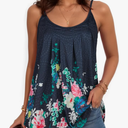My Sky Tank Tops for Women Summer Sleeveless Adjustable Pleated Spaghetti Straps Camisole Loose Fit Casual Flowy Basic Tops, XXXL
