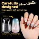 UNA GELLA 600Pcs Short Coffin Nail Tips, Short Coffin Gel Nails Tips Pre Etched 12 Sizes Soft Gel Fake Nails Tips Pre-file Full Cover for Nail Extension Home DIY Salon with Box