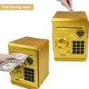 Mini ATM Piggy Bank ATM Machine Best Gift for Kids,Electronic Code Piggy Bank Money Counter Safe Box Coin Bank for Boys Girls Password Lock Case (Gold)
