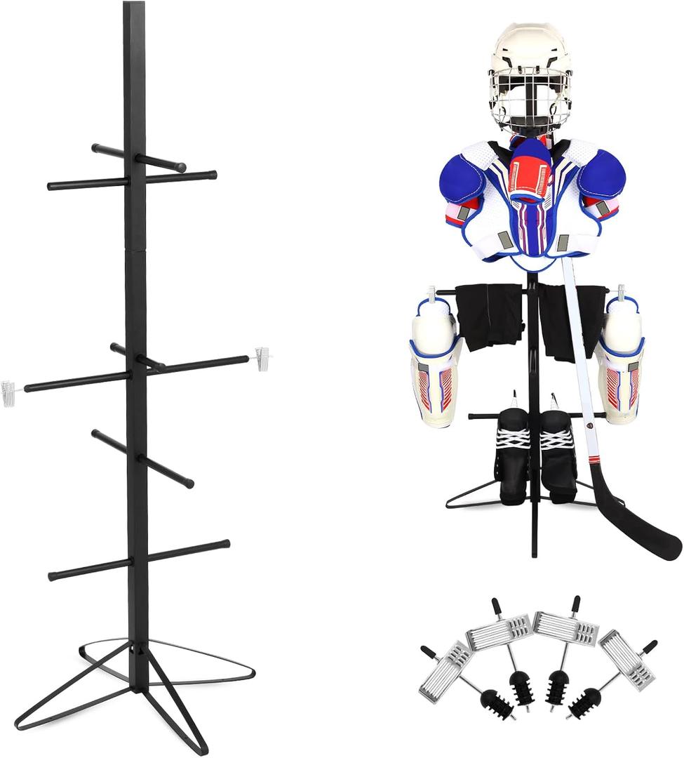 Hockey Gear Drying Rack Metal Sports Gear Storage Drying Rack, Hockey Sports Gear Storage Dry Rack for Adult and Child Hockey Equipment Rack-4 Additional Hanging Clips