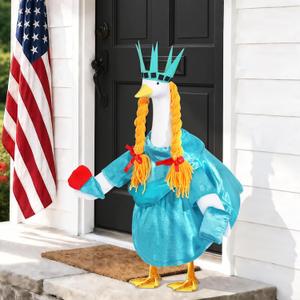 Celltestria 4th of July Goose Outfits Statue of Liberty Porch Goose Costume Independence Day Patriotic Goose Clothes for 23" Geese Outdoor Patio Yard Lawn Garden Decoration