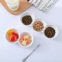 Yesland 3-Compartment Porcelain Appetizer Serving Tray - Set of 4 - White 10 Oz Triplet Bowl, Bowl Set, Perfect for Snacks, Dips, Condiments