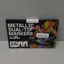 ARTISTRO 24 Metallic Dual-Tip Acrylic Paint Markers - Brush + Fine Tip Combo - Multi-Surface Shiny Paint Pens