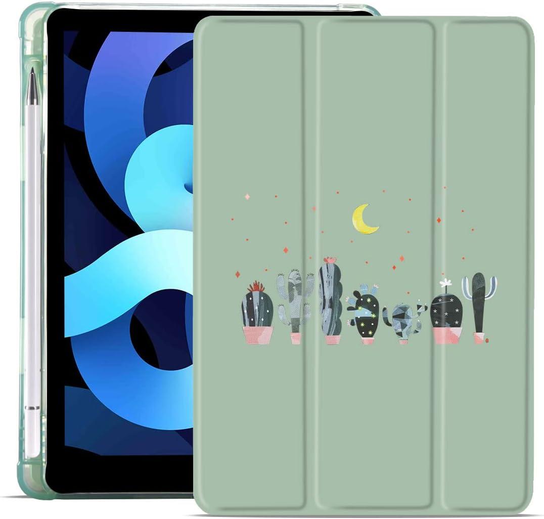 MAYCARI Cactus Case for iPad 10.2 inch 2021/2020/2019 with Pencil Holder, Cute for iPad 9th/8th/7th Generation Protective Case with Soft TPU Back, Auto Sleep/Wake Cover Slim Shell for Girls Women