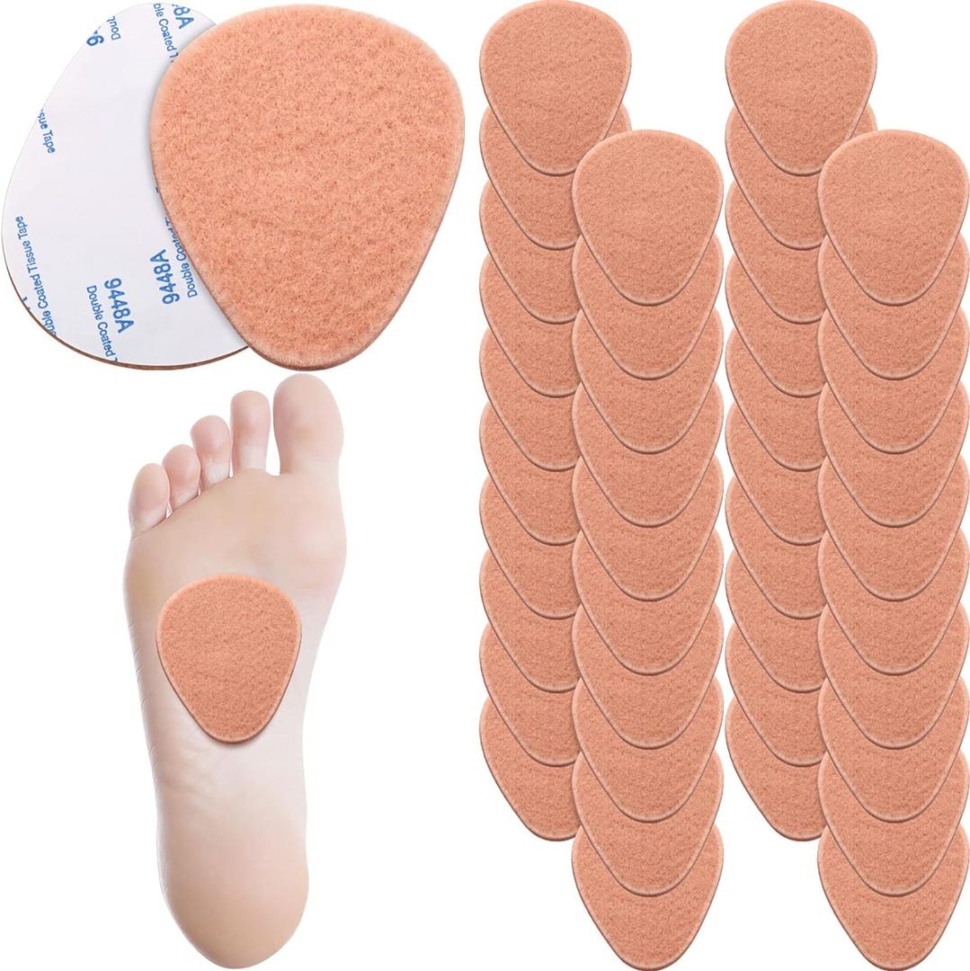 Syhood 40 Pcs Metatarsal Pads Ball of Foot Pain Relief Cushions 1/4 Inch Thick Metatarsal Felt Pads Cushion Pain Relief Forefoot Support Mat for Women Men(Skin Color) (Skin Color)