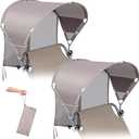 Universal Wind-Resistant Chair Umbrella Canopy, Foldable Portable UPF 50+ Sun Shade Attachment with Adjustable Clamp, Fits Most Beach, Outdoor, Camping, Lawn, Zero Gravity Chairs, Wheelchairs, 2 Pack