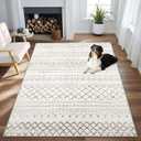 Area Rug 4x6 Geometric Rug: Washable Boho Moroccan Rugs Soft Farmhouse Rug, Modern Neutral Stain Resistant Indoor Floor Carpet for Livingroom Bedroom Dining Table Nursery(Brown,4X6)