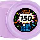 WELLIFE Lavender Party Plates 10 Inch -150 Count, Disposable Plastic Dinner Plates for Party Easter Mother's Day Wedding Birthday Picnic Graduation