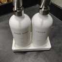 Prus Waso White Soap Dispenser Bathroom Set, Hand and Lotion Dispenser with Pump, Perfect for Bathroom Essentials for New Home. (Silver & White)