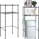 2 Tier Mini Fridge Shelf Over Fridge Storage Mini Fridge and Microwave Stand for College School Dorm Office Space Dorm Room Saver Supply, 18" D x 24" W x 52" H(Black)