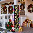 Golden Black Winter Christmas Welcome Sign for Front Door with Hanging Rope, 47" Farmhouse Cute Vertical Wood Welcome Sign for front porch, Rustic Large Tall Wooden Porch Leaner Home Outdoor Decor