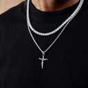 HELLOICE Crucifix Cross Necklace 18K Gold Plated Cross Pendant with 3mm 22" Rope Chain for Men Women