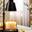 Candle Warmer Lamp with Timer - Adjustable Brightness & Height, 2 Free Bulbs Included | Wax Warmer Lamp for Jar Candles, Farmhouse & Home Decor Gift (Black)